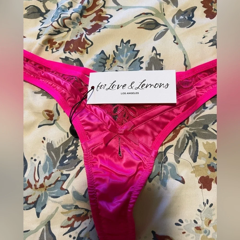 For Love and Lemons Soutache Thong Fuschia XXS